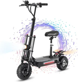 X5 6000W Electric Scooter Adults 55mph, Sports Scooters 400lbs Capacity, 75 Miles Long Range, 60V38AH Li-ion Battery, 11 Inch Tubeless All-Terrain Tires