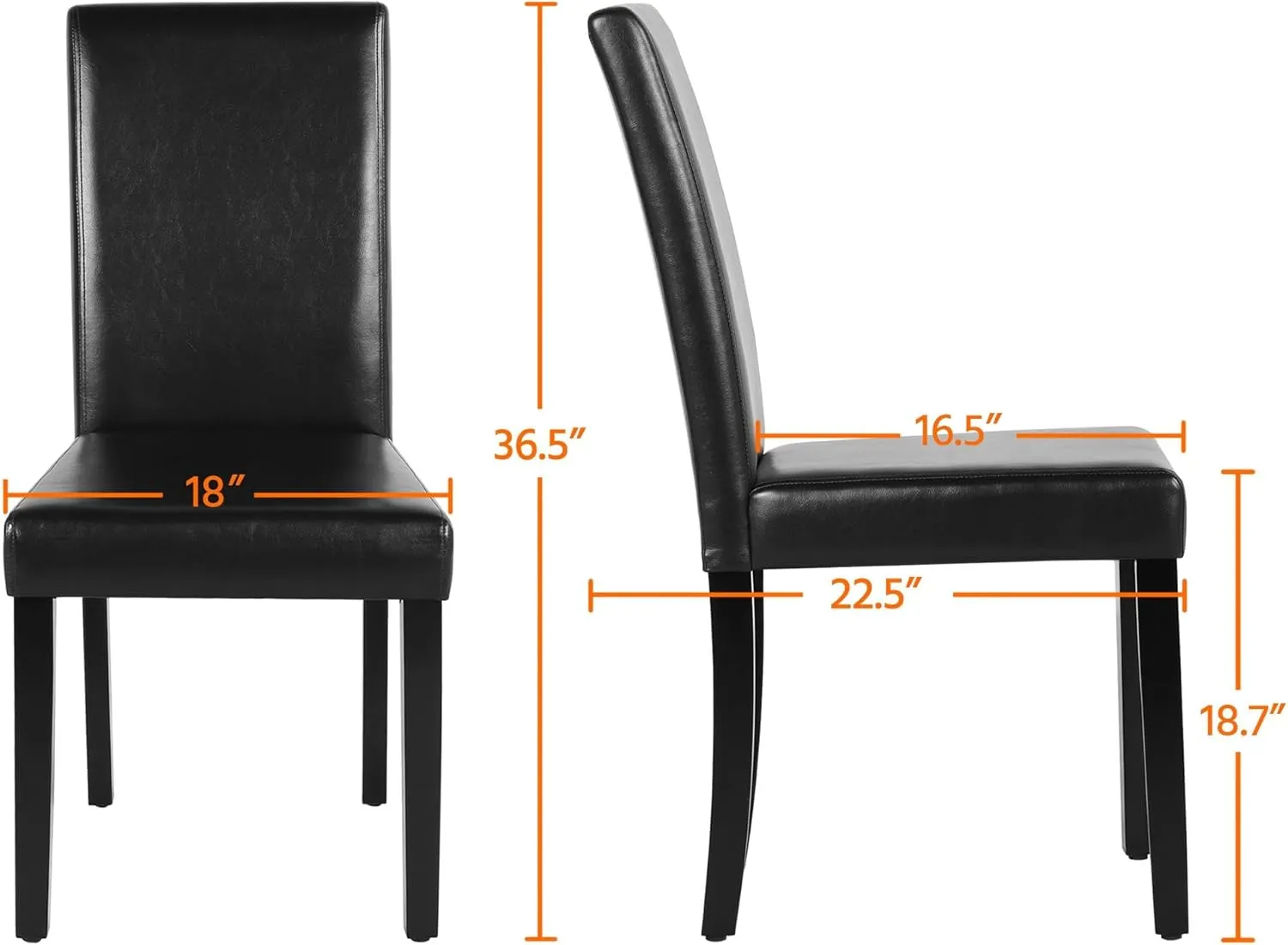 Yaheetech Dining Chairs Set of 4 PU Leather Upholstered Parsons Dining Chairs with Solid Wood Legs for Kitchen/Living Room/Restaurant, Modern Style, Black