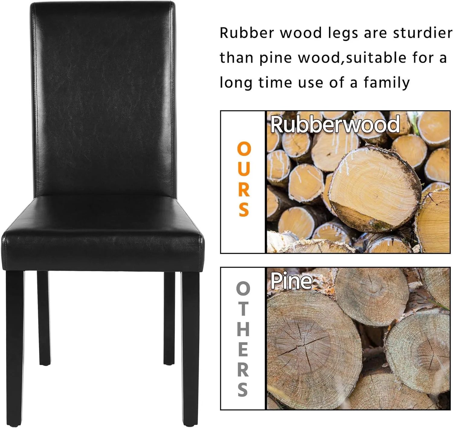 Yaheetech Dining Chairs Set of 4 PU Leather Upholstered Parsons Dining Chairs with Solid Wood Legs for Kitchen/Living Room/Restaurant, Modern Style, Black