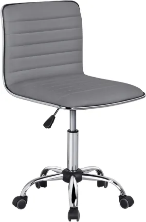 Yaheetech PU Leather Ribbed Armless Task Office Chair, Adjustable Low Back Executive Chair with Wheels Gray