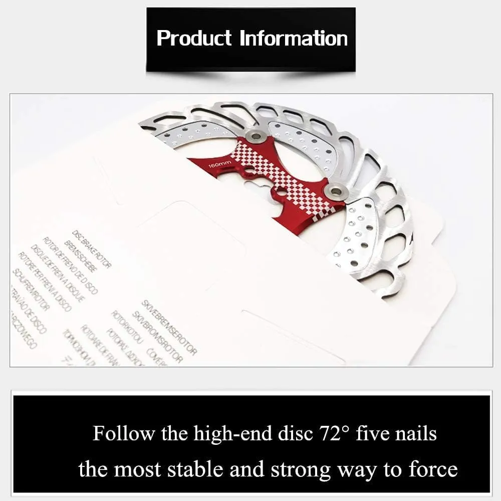 YBEKI Premium Floating Disc Brake Rotor (140/160/180/203mm) - 7075-T6 Aircraft Aluminum Core & Stainless Steel - 72° 6-Bolt Design for MTB/Road/BMX - 0.08mm Precision & Enhanced Heat Dissipation