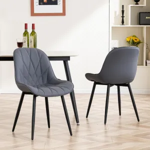 YOUNIKE Dining Chairs Set of 2, Purple-Tinted Gray Elegant Kitchen & Dining Room Chairs, Modern Faux Leather Padded Dining Chair, Armless Bedroom Side Chair