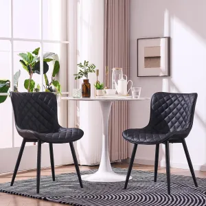 YOUNIKE Dining Kitchen Desk Chairs Modern Minimalist Faux Leather Indoor Padded Upholstered with Back Suitable for Kitchen Living Room Coffee Shop, Loads up to 300lbs Set of 2 Black