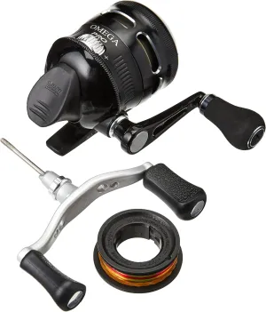 Zebco Omega Pro Spincast Fishing Reel, Dual Ceramic Pick-up Pins, Solid-Brass Pinion Gear, GlideLine ll Line Retrieval System, Pre-Spooled, Black
