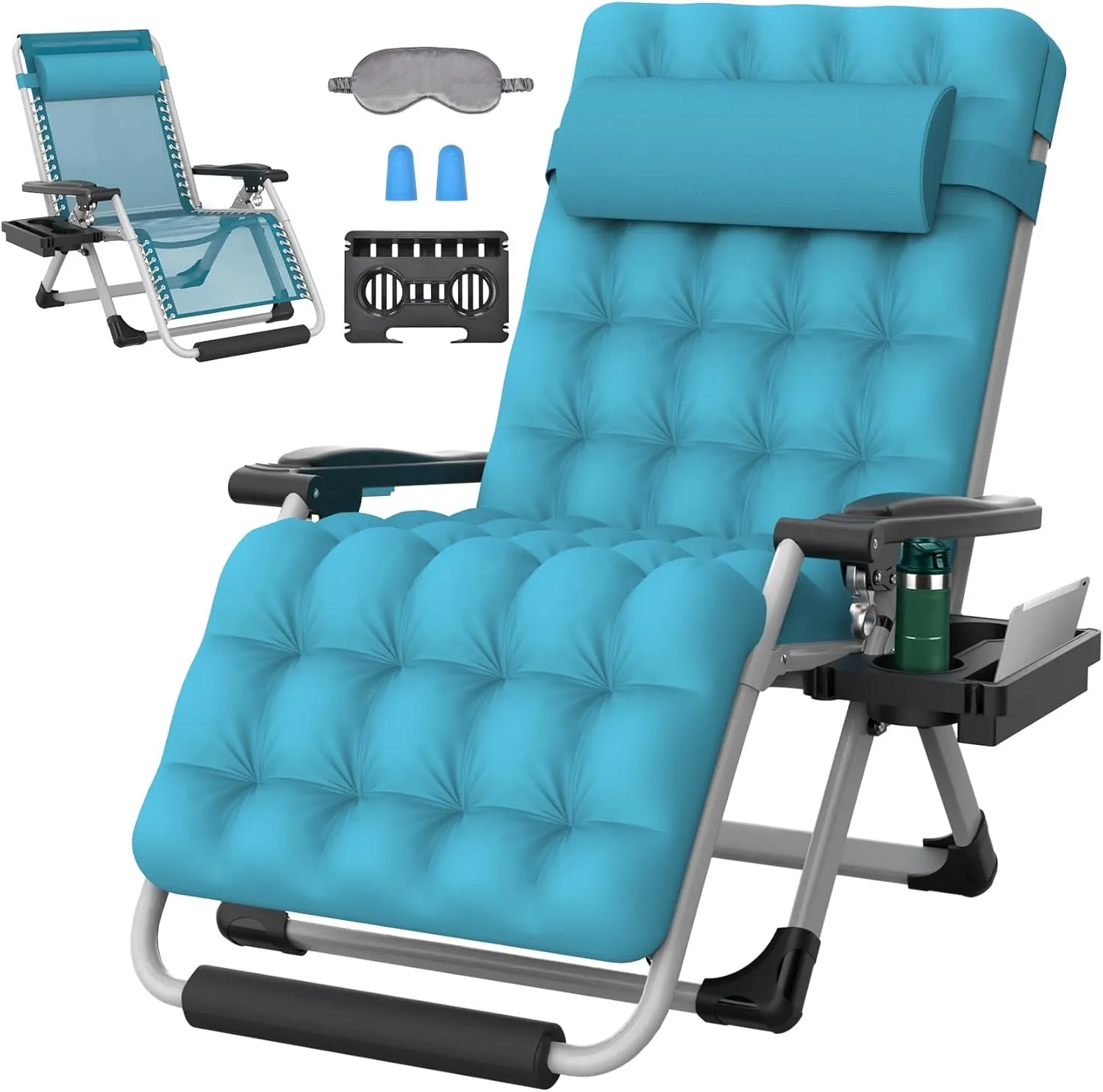 ZENPETIO Oversized Zero Gravity Chair, 33In XXL Zero Gravity Recliner Lounge Chair, Anti Gravity Chair for Indoor and Outdoor, Reclining Camping Chair for Lawn and Patio w/Cushion and Footrest, 500LBS