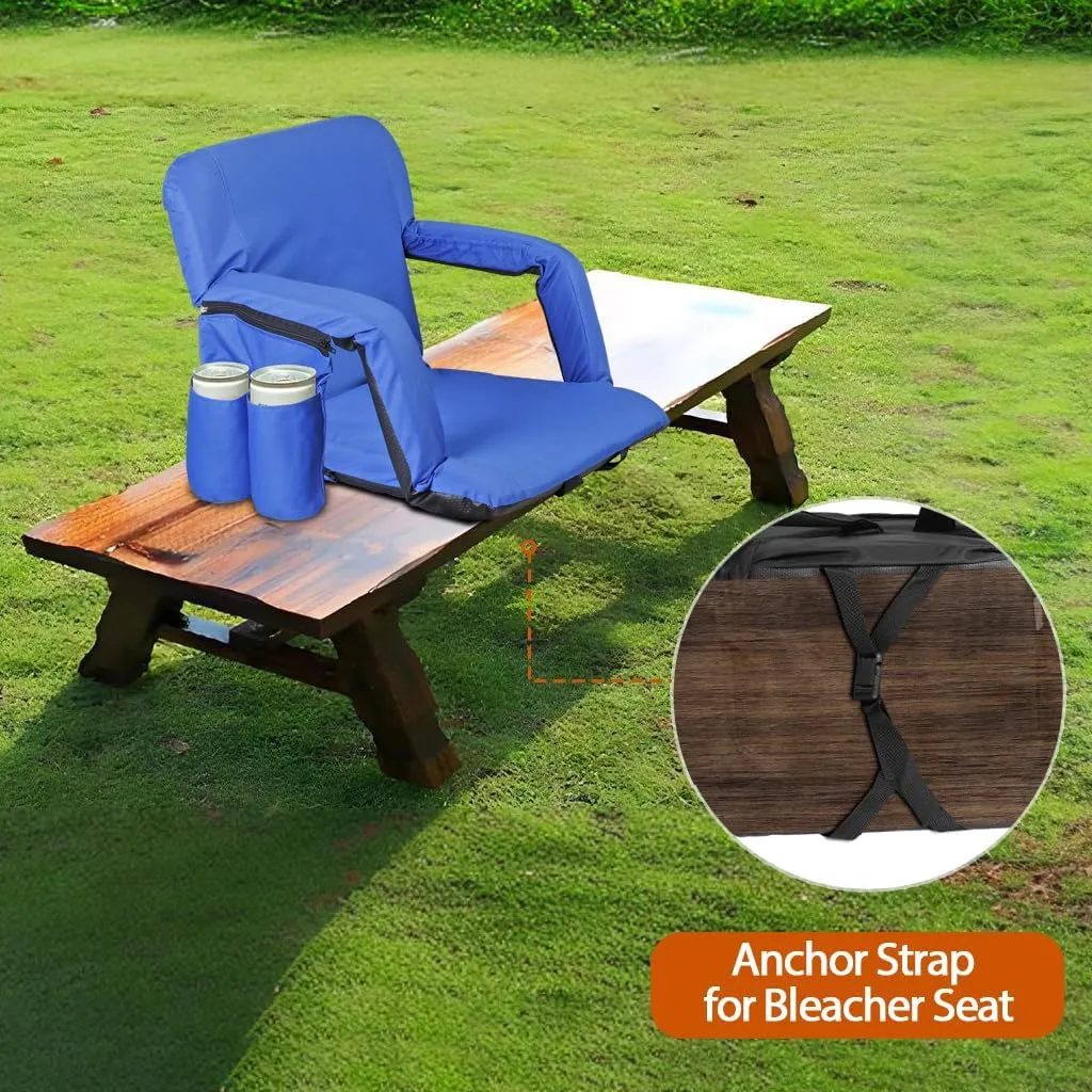 ZENY Folding Stadium Seat with Back Support, 20.5'' / 25'' Reclining Bleacher Seat Chairs with Back and Cushion, Portable Sport Events Stadium Chairs with Backrest
