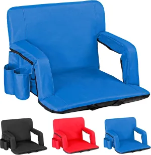 ZENY Folding Stadium Seat with Back Support, 20.5'' / 25'' Reclining Bleacher Seat Chairs with Back and Cushion, Portable Sport Events Stadium Chairs with Backrest