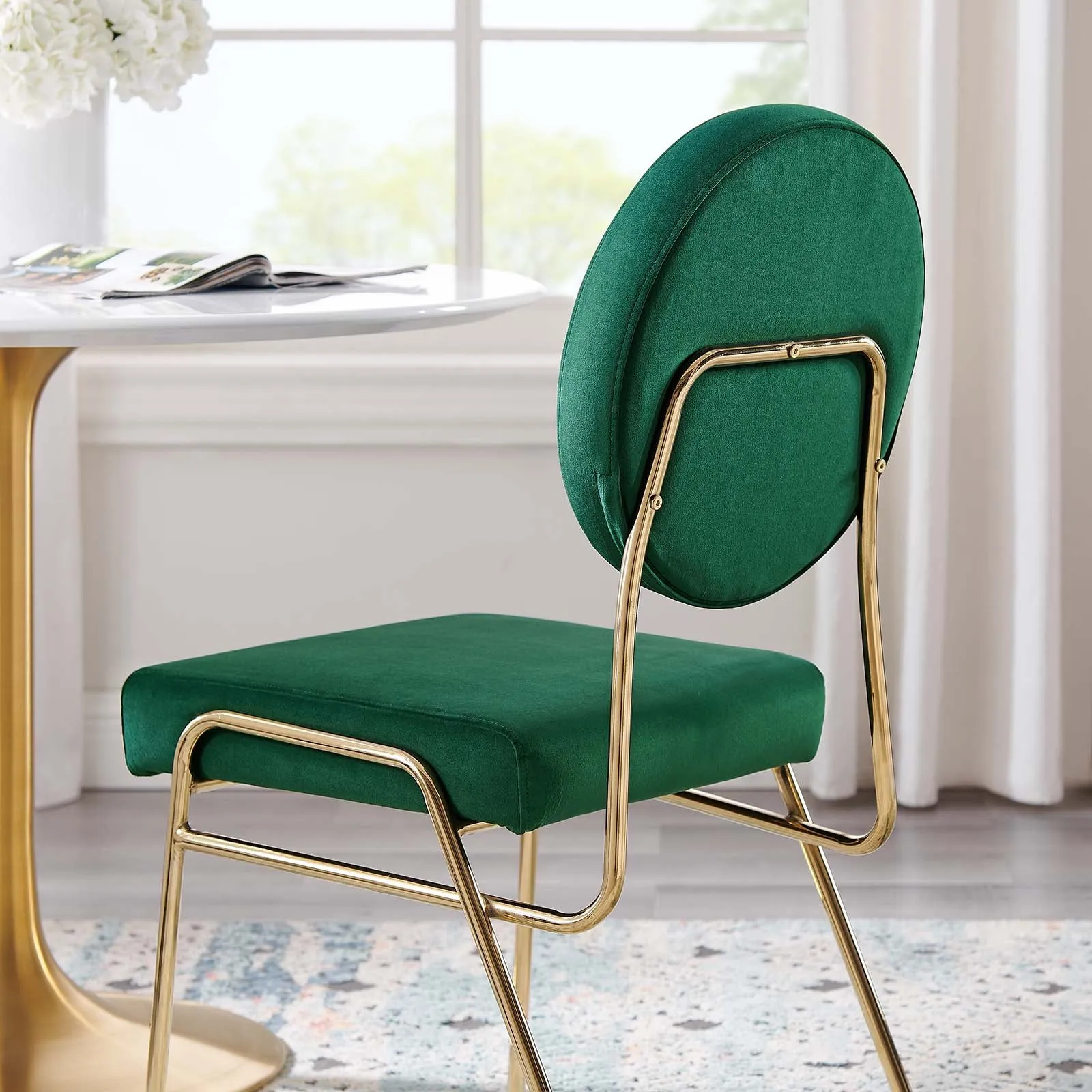 Zephyr Dining Chair in Emerald Velvet