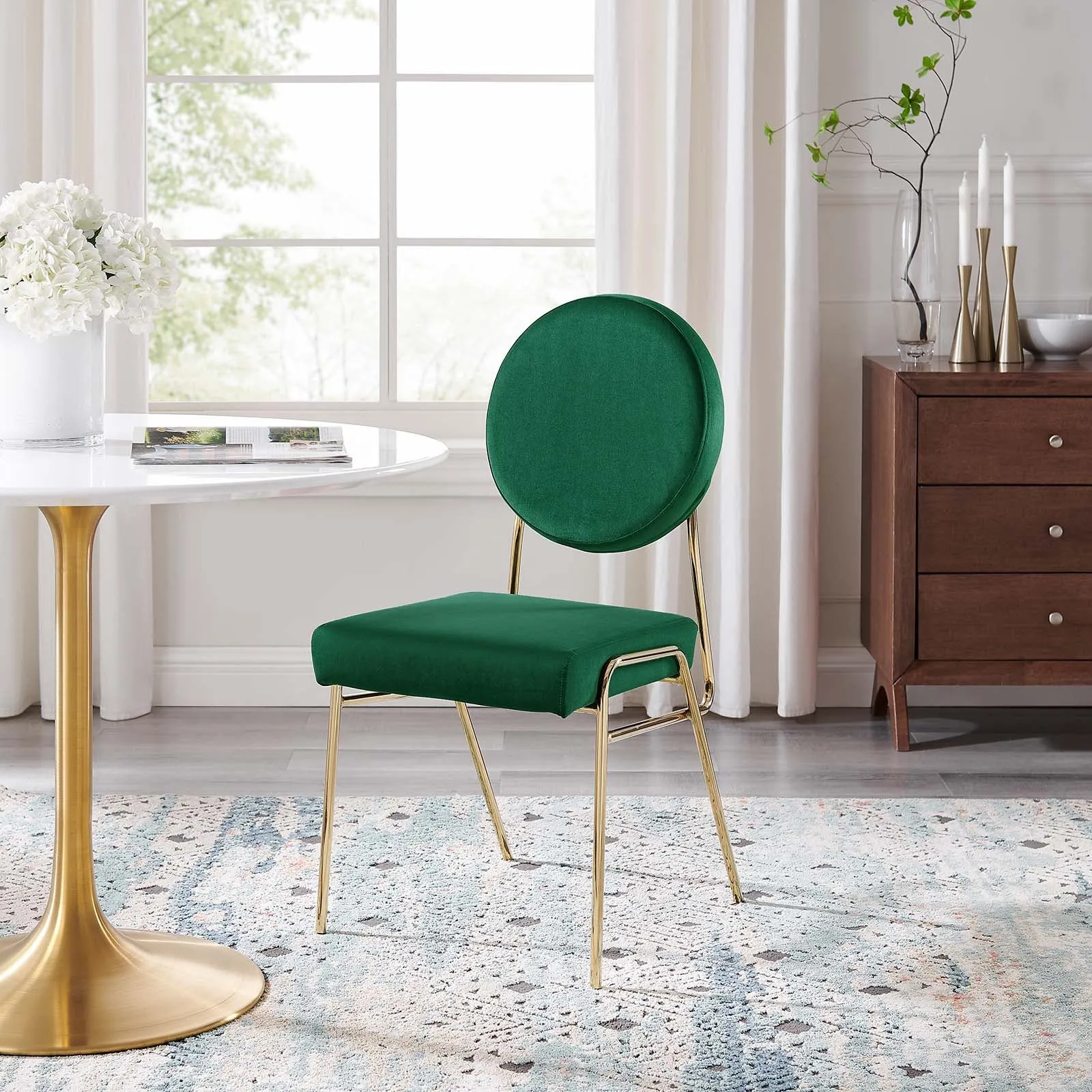 Zephyr Dining Chair in Emerald Velvet