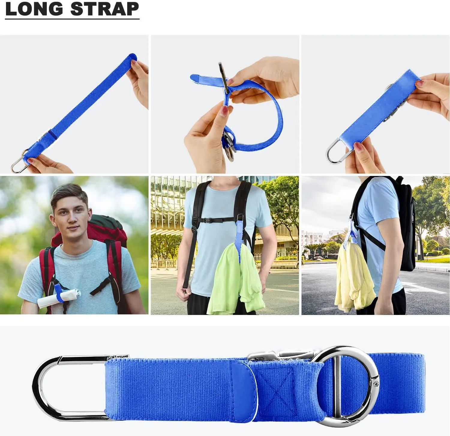 ZINZ Elastic Jacket Gripper Travel Strap with D-Ring Hooks and Buckle, Suitcase Straps Belts Travel Accessories, Makes Your Hands Free