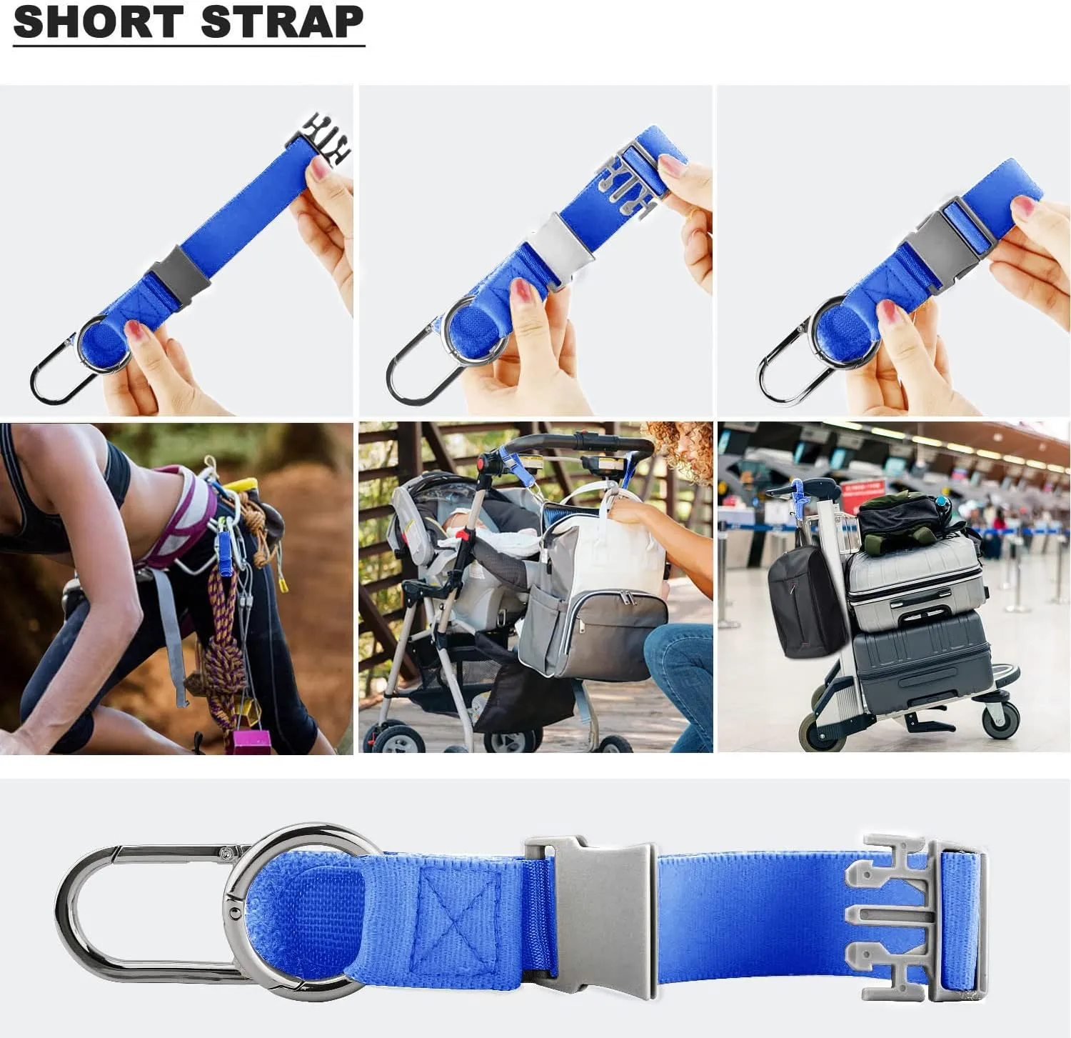 ZINZ Elastic Jacket Gripper Travel Strap with D-Ring Hooks and Buckle, Suitcase Straps Belts Travel Accessories, Makes Your Hands Free
