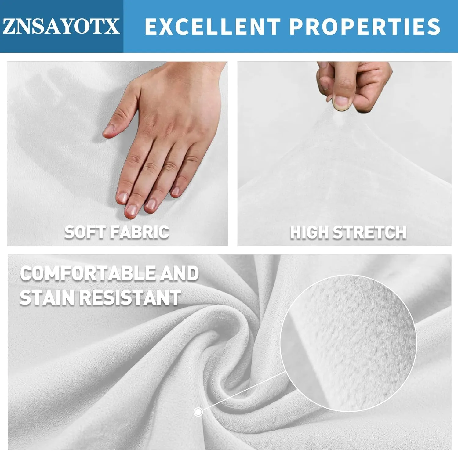 ZNSAYOTX 2025 Velvet Oversized Recliner Cover 3-Piece, Luxury Plush Recliner Chair Covers with Elastic Band & Ties Stay in Place, Stretch Reclining Slipcover for Lazy Boy Soft Washable (White)