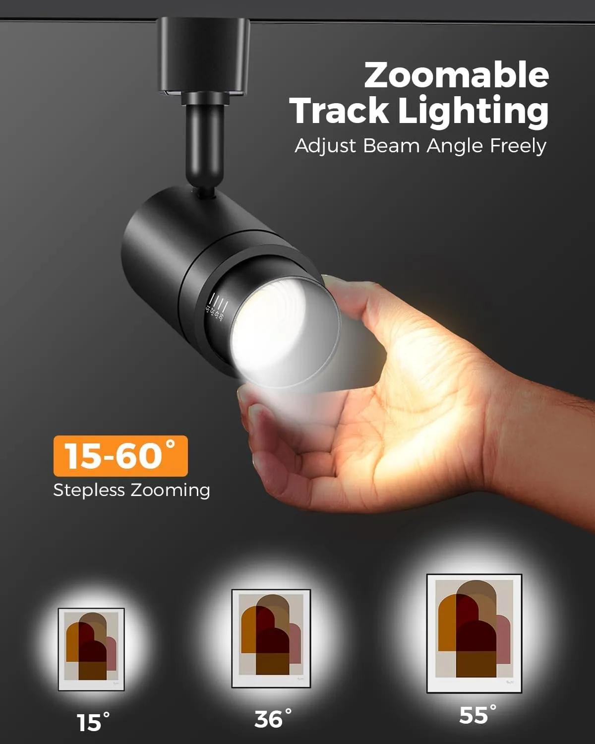 Zoomable H Track Lighting Heads H Type Track Light Heads Dimmable LED Track Lighting Fixtures Ceiling Spot Light, H Style Track Heads for H Track Lighting Rails - Black CRI90 12W 12 Pack 3000K